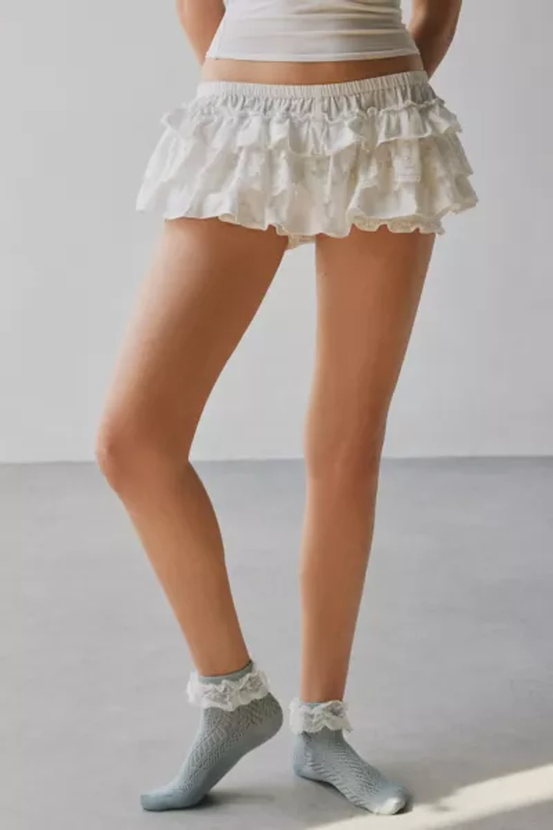 Lace Ruffle Pointelle Ankle Sock