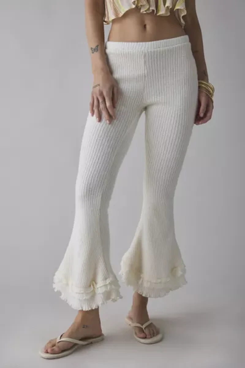 Zemeta Forgive Knit Frill Semi-Sheer Flare Pant