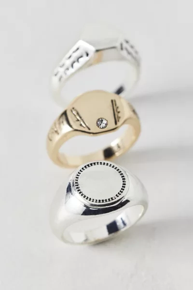 Athens Stainless Steel Signet Ring Set