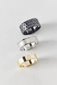 Textured Stainless Steel Ring Set