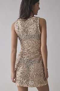 Motel Zeyana Unlined Gold Sequin Mini Dress