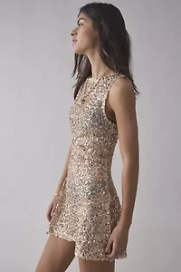 Motel Zeyana Unlined Gold Sequin Mini Dress