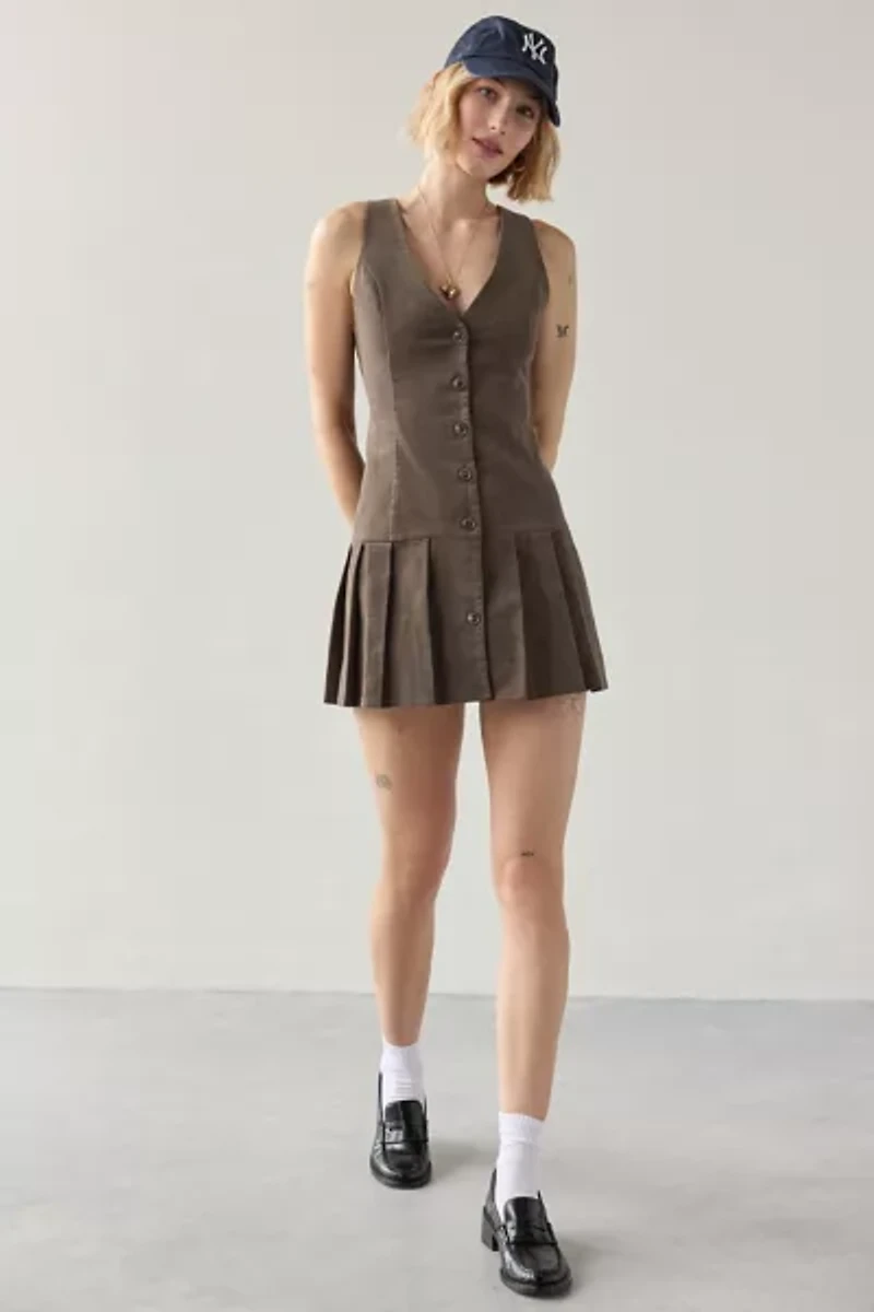 Motel Starrin Drop Waist Vest Mini Dress