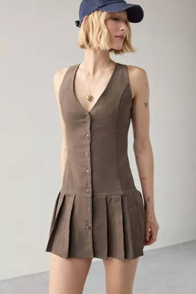 Motel Starrin Drop Waist Vest Mini Dress