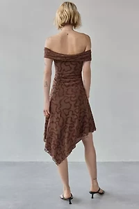 Motel Rhillor Off-The-Shoulder Asymmetrical Midi Dress