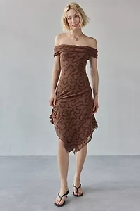 Motel Rhillor Off-The-Shoulder Asymmetrical Midi Dress