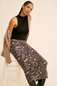 Glamorous Floral Fitted Slip Midi Skirt