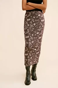 Glamorous Floral Fitted Slip Midi Skirt