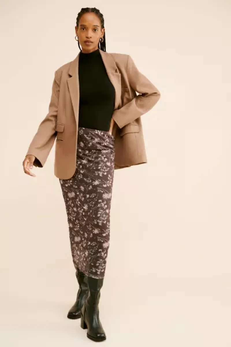 Glamorous Floral Fitted Slip Midi Skirt