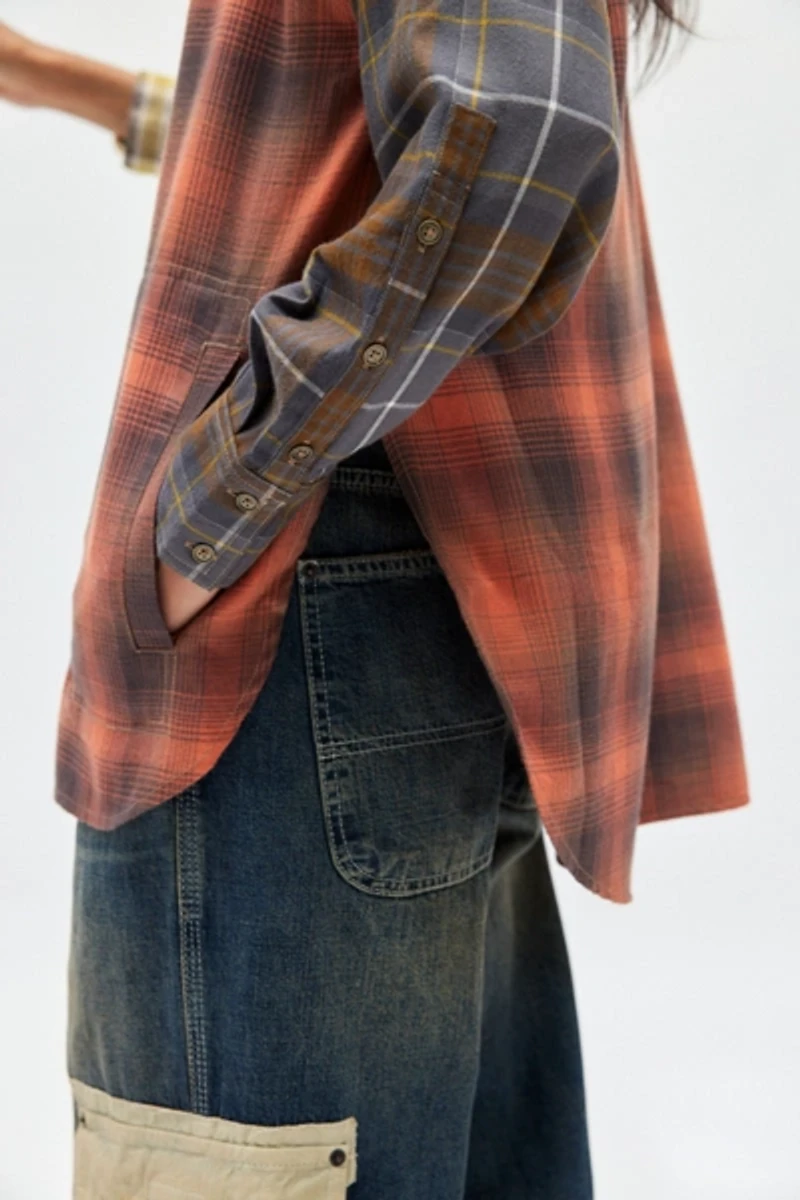 BDG Rick Spliced Boyfriend Flannel Shirt