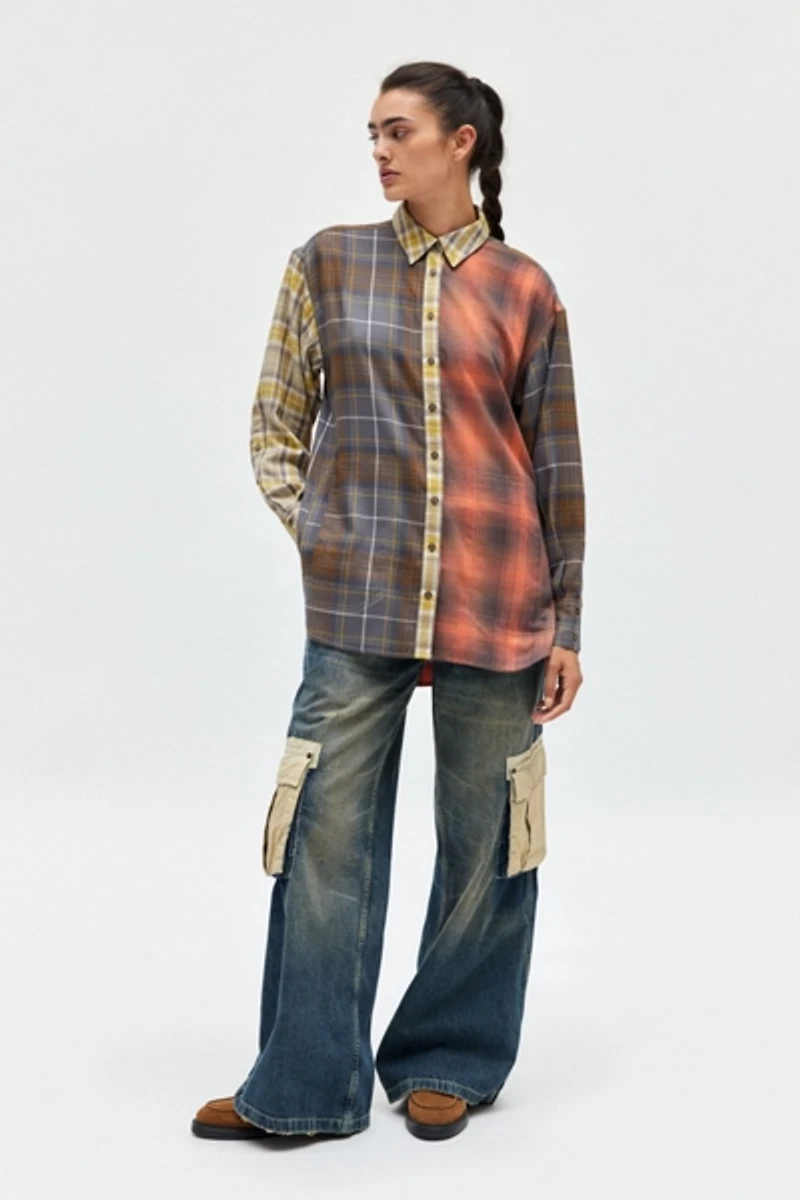 BDG Rick Spliced Boyfriend Flannel Shirt