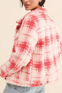 Glamorous Plaid Fuzzy Shirt Jacket