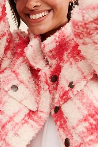 Glamorous Plaid Fuzzy Shirt Jacket