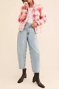 Glamorous Plaid Fuzzy Shirt Jacket