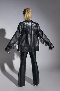 Arden Vegan Leather Fringe Jacket