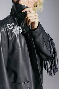 Arden Vegan Leather Fringe Jacket