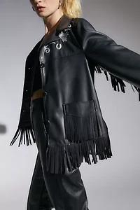 Arden Vegan Leather Fringe Jacket