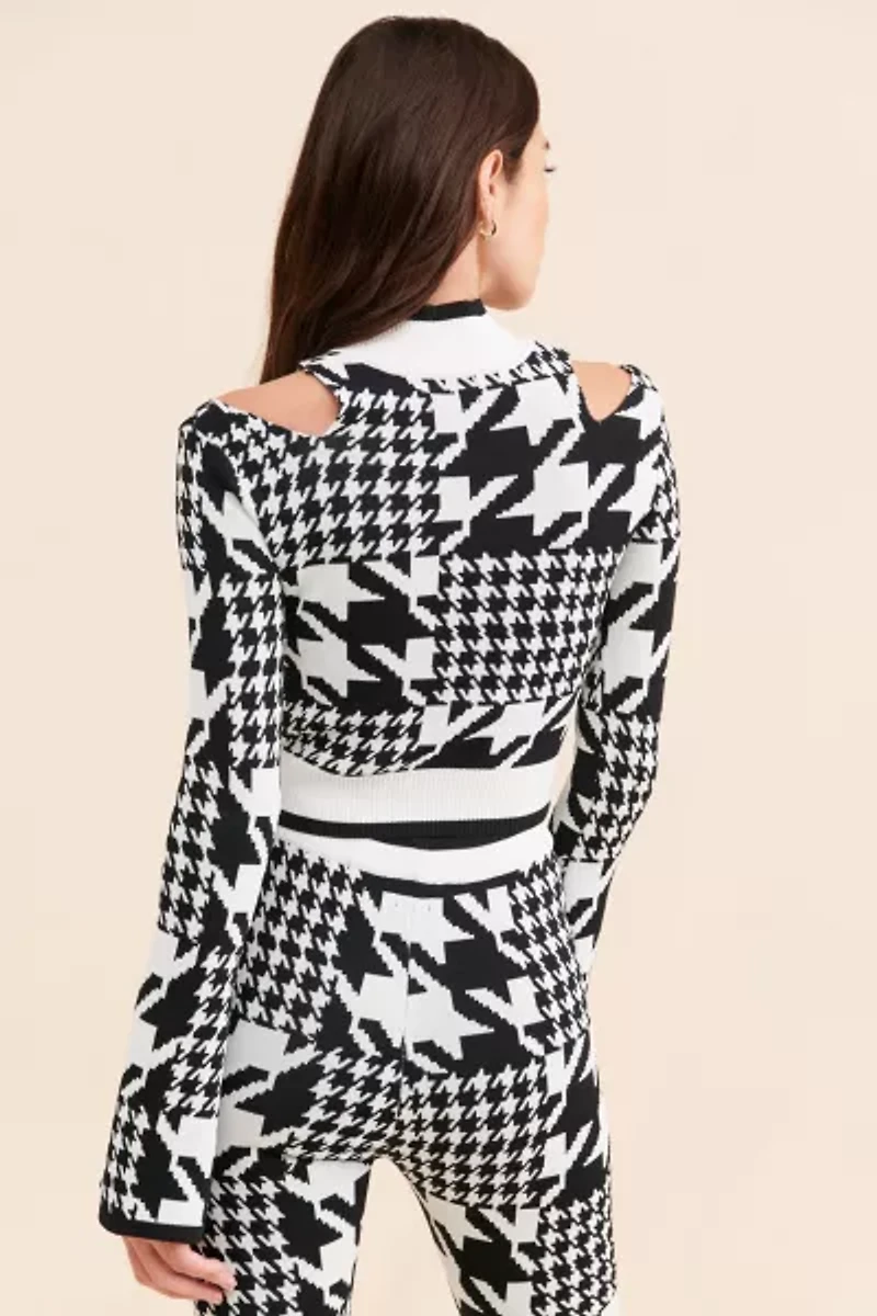 Year Of Ours Houndstooth Winter Mock Neck Sweater