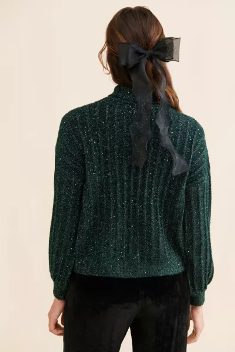 Molly Bracken Knitted Shimmer Turtleneck Sweater