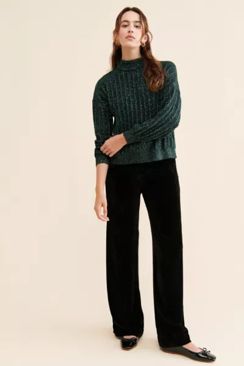 Molly Bracken Knitted Shimmer Turtleneck Sweater