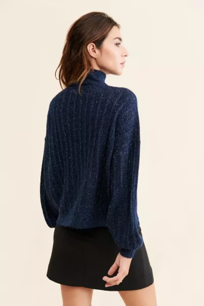 Molly Bracken Knitted Shimmer Turtleneck Sweater