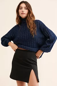 Molly Bracken Knitted Shimmer Turtleneck Sweater