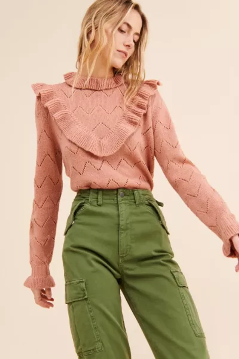 Glamorous Ruffle High Neck Pullover