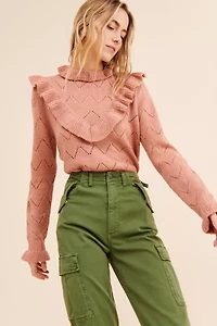 Glamorous Ruffle High Neck Pullover