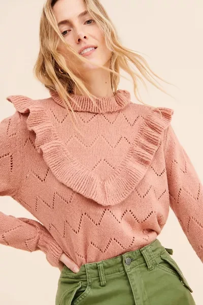 Glamorous Ruffle High Neck Pullover