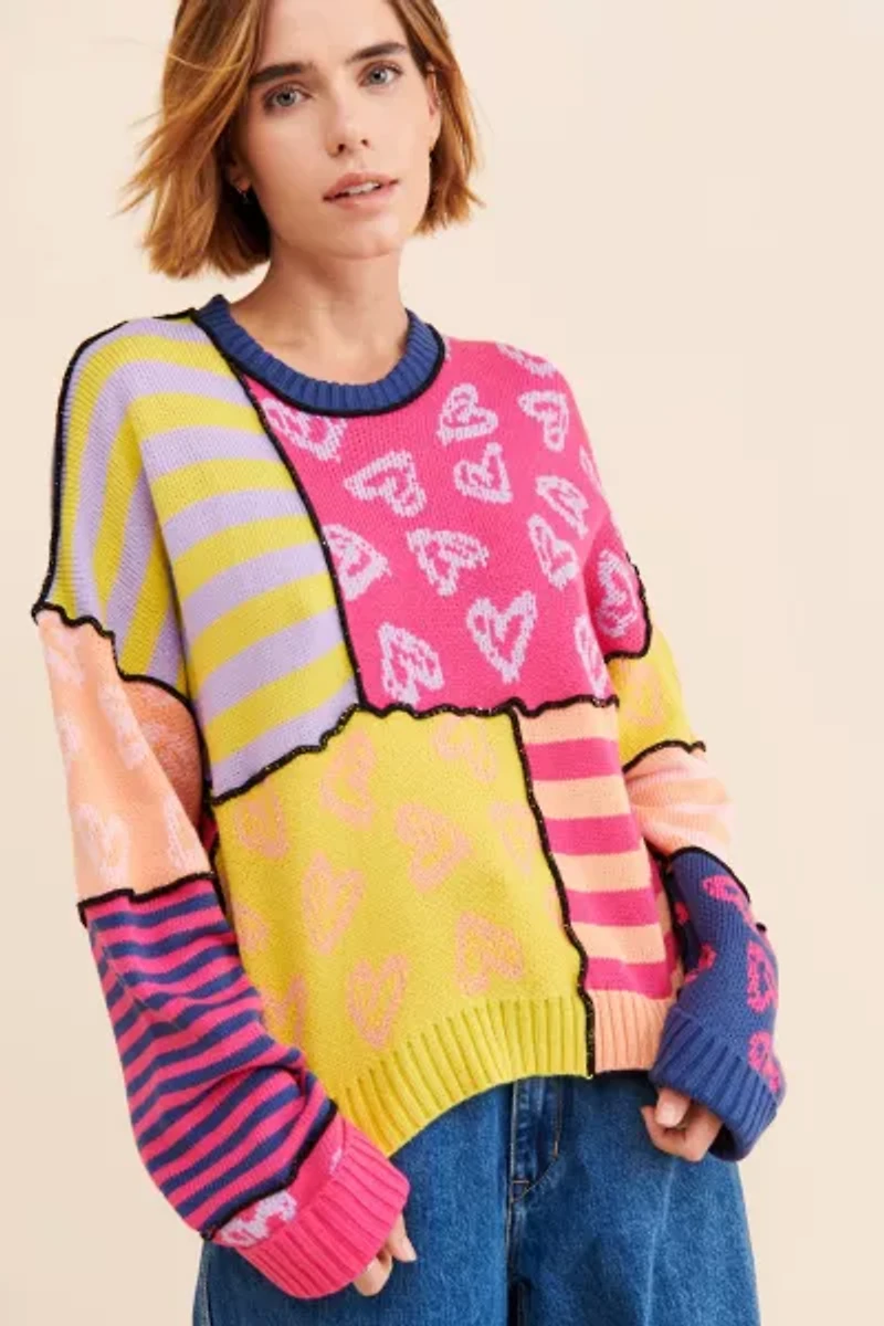 The Ragged Priest Patchwork Knit Sweater