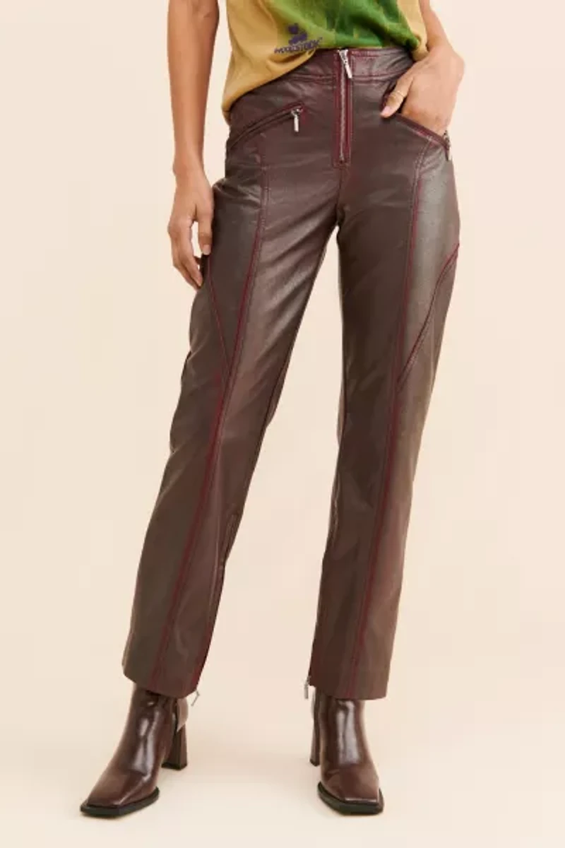 Olivia Vegan Leather Zipper Pants
