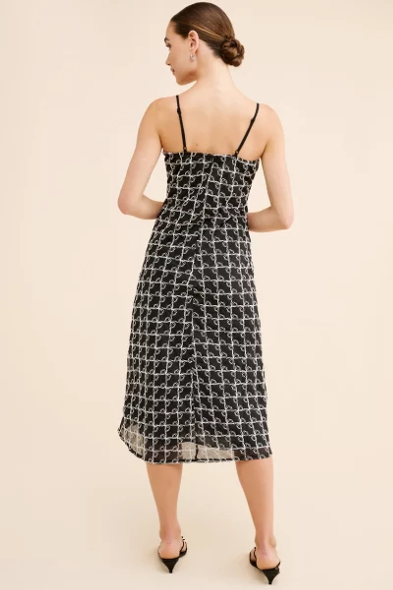 Lisa Says Gah Sofia Bow Sheer Party Midi Dress