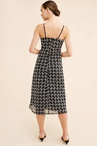 Lisa Says Gah Sofia Bow Sheer Party Midi Dress