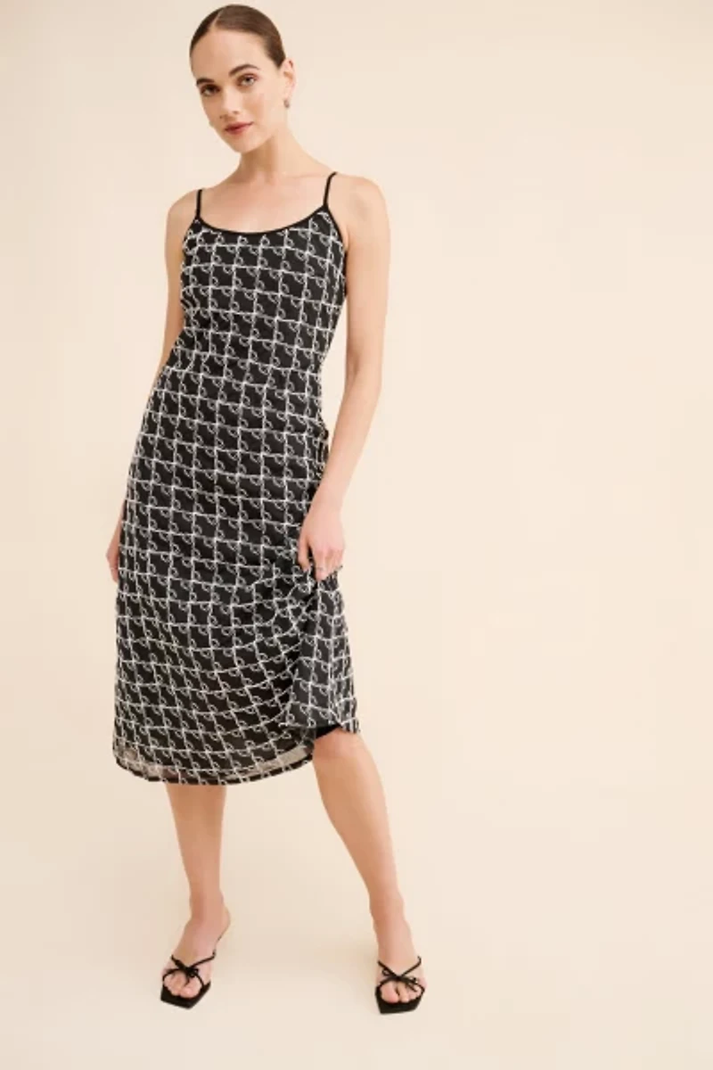 Lisa Says Gah Sofia Bow Sheer Party Midi Dress
