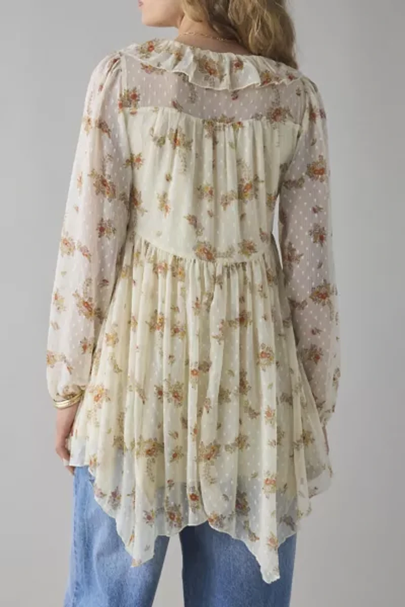 Kimchi Blue Naya Ruffle Button-Front Babydoll Mini Dress