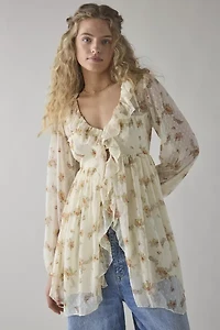 Kimchi Blue Naya Ruffle Button-Front Babydoll Mini Dress