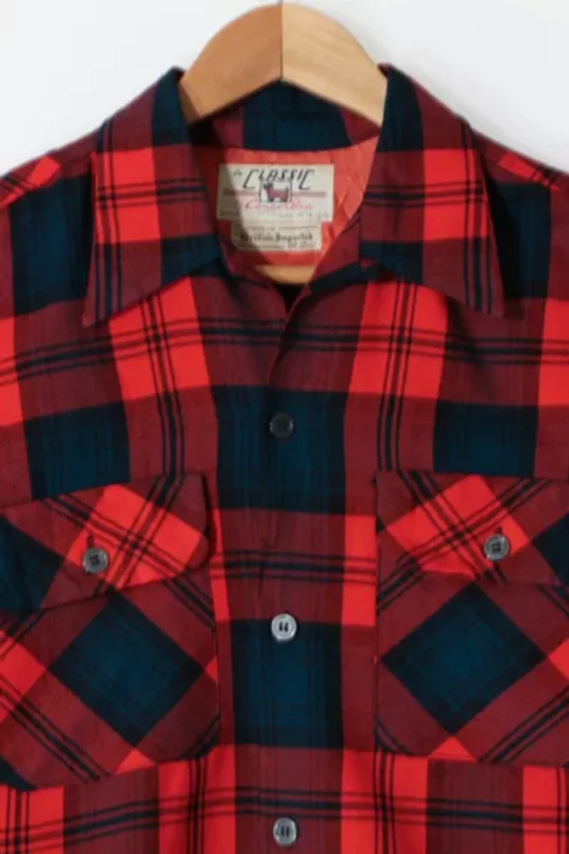 Vintage Wool Plaid Button Down Shirt