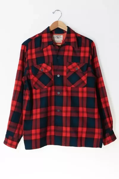 Vintage Wool Plaid Button Down Shirt