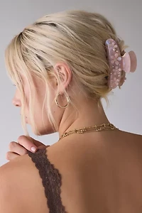 Rhinestone 3D Floral Claw Clip