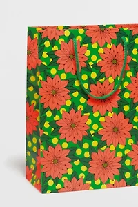 Red Cap Big Poinsettia Large Holiday Gift Bag