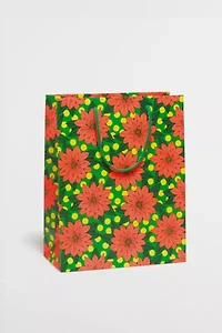 Red Cap Big Poinsettia Large Holiday Gift Bag