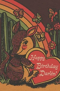 Red Cap  Armadillo Birthday Card