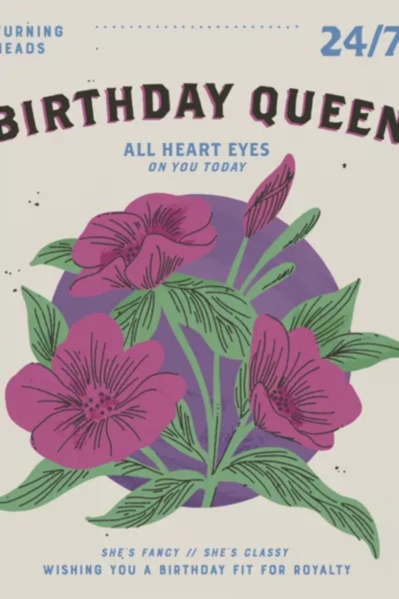 Red Cap Birthday Queen Greeting Card
