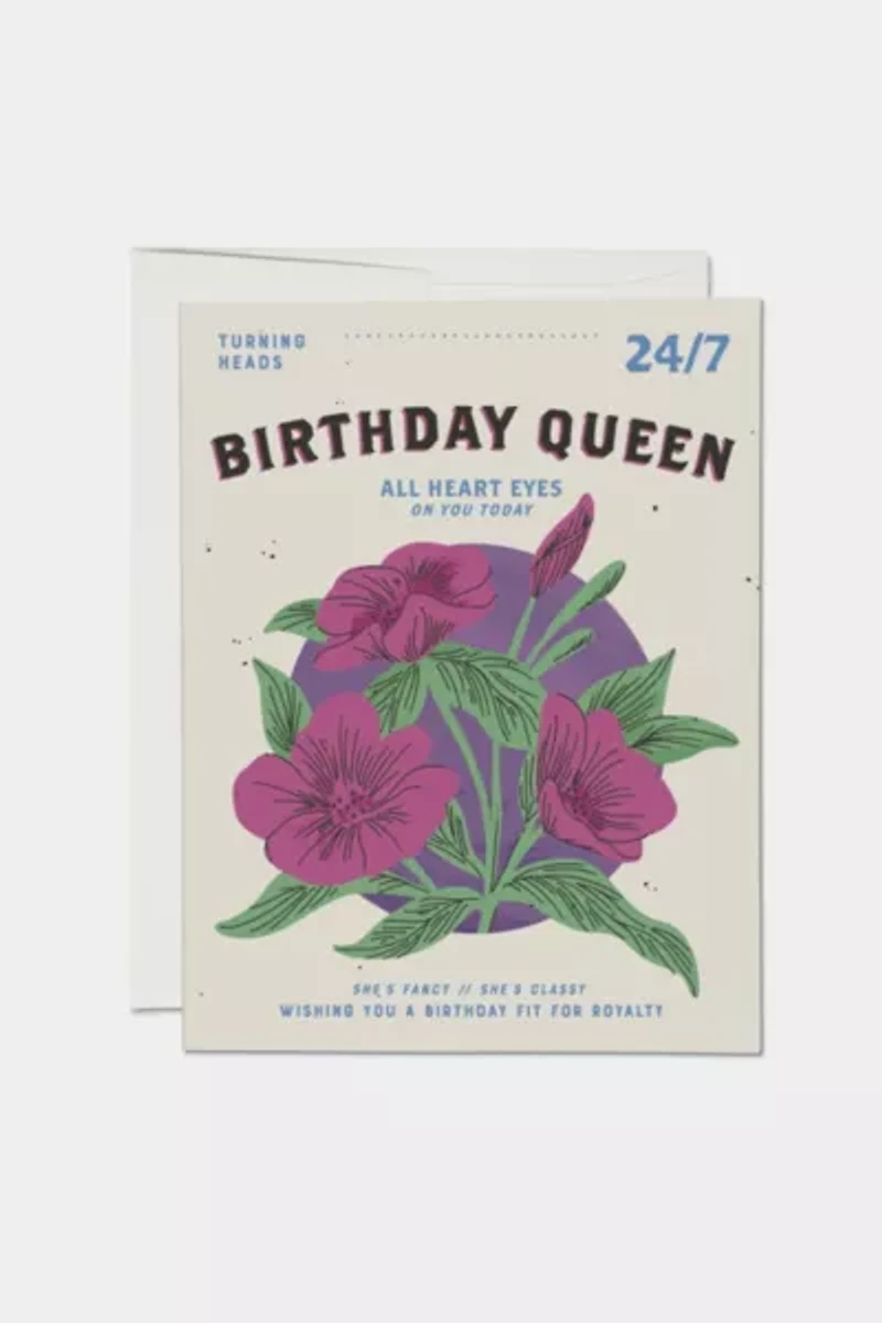 Red Cap Birthday Queen Greeting Card