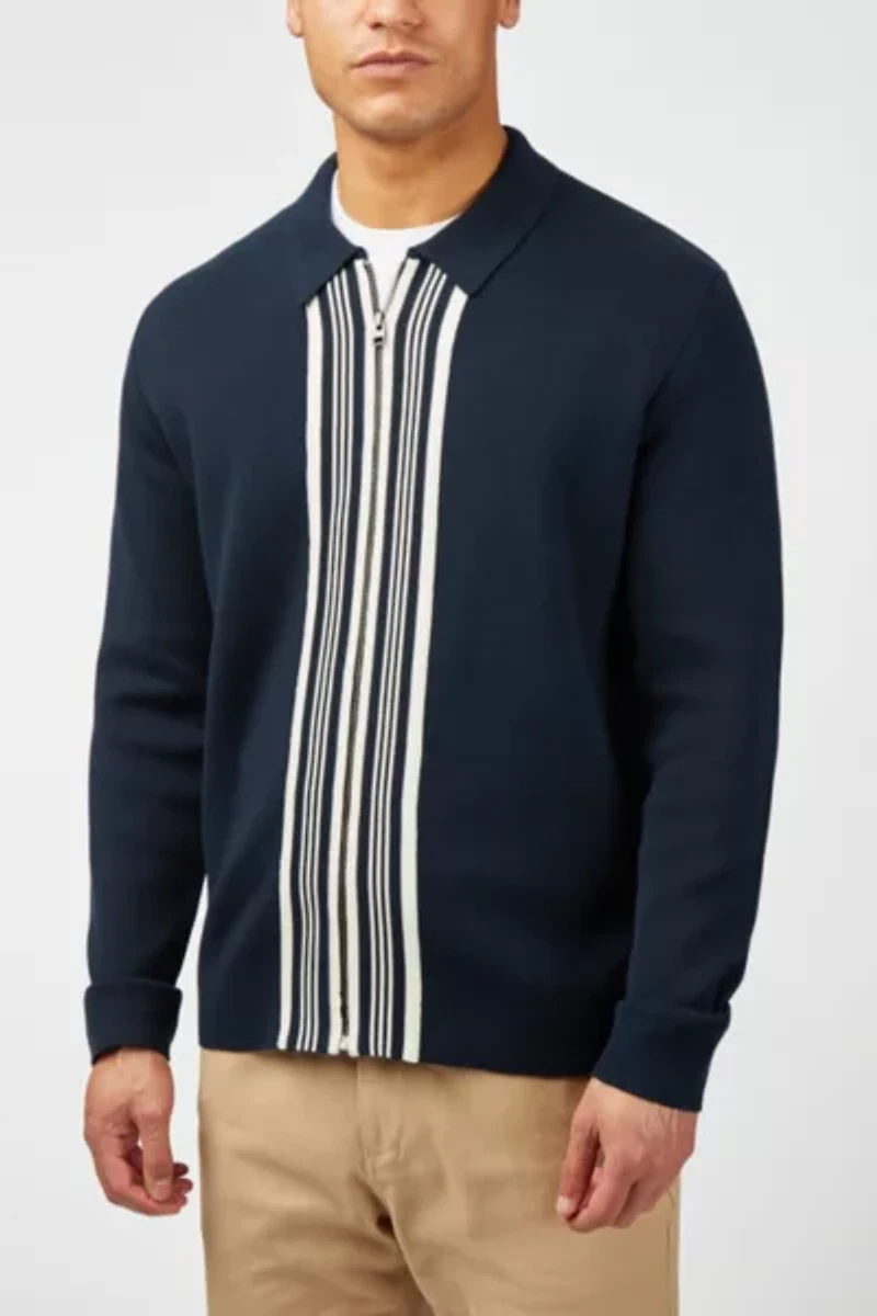 Ben Sherman Textured Zip Through Sweater
