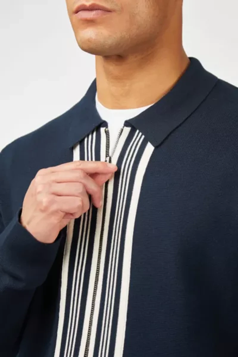 Ben Sherman Textured Zip Through Sweater