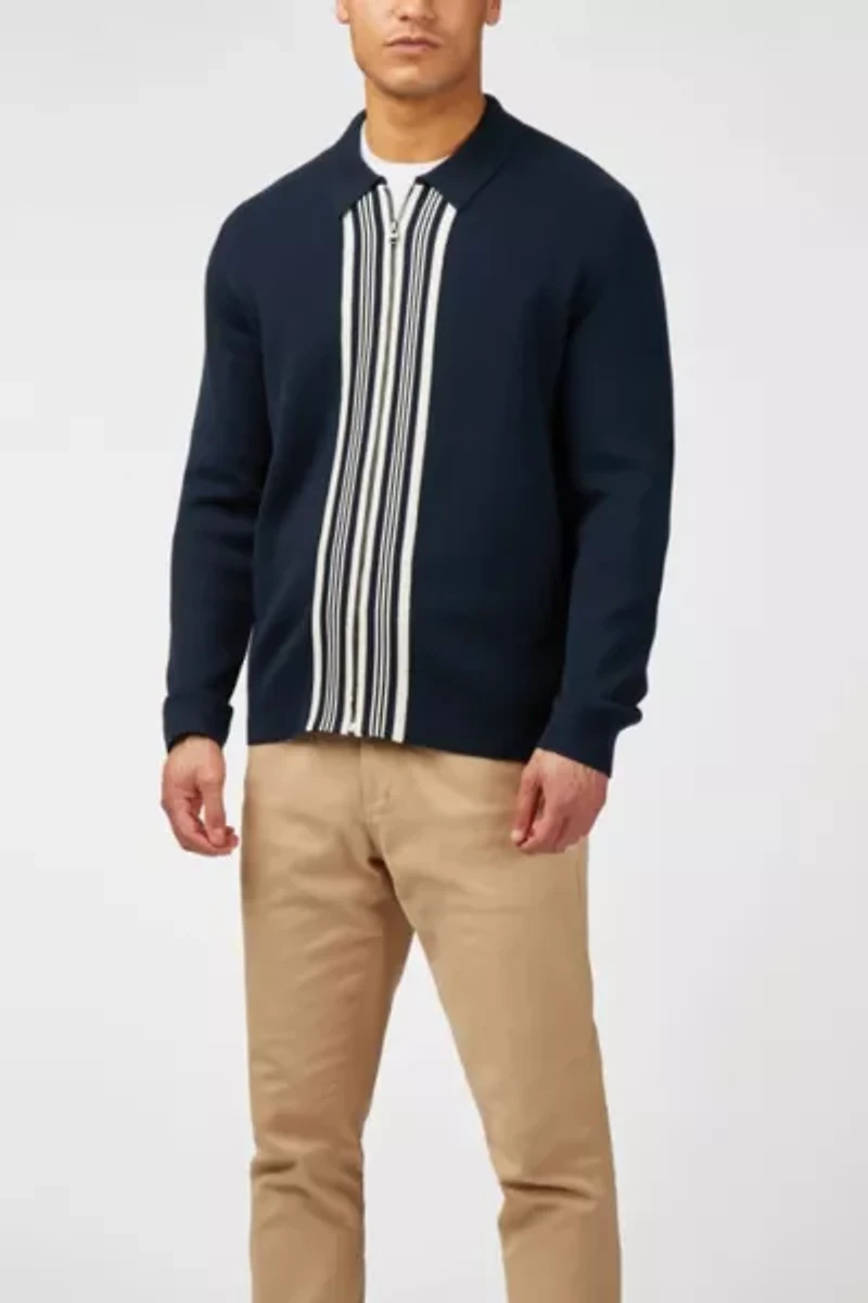 Ben Sherman Textured Zip Through Sweater