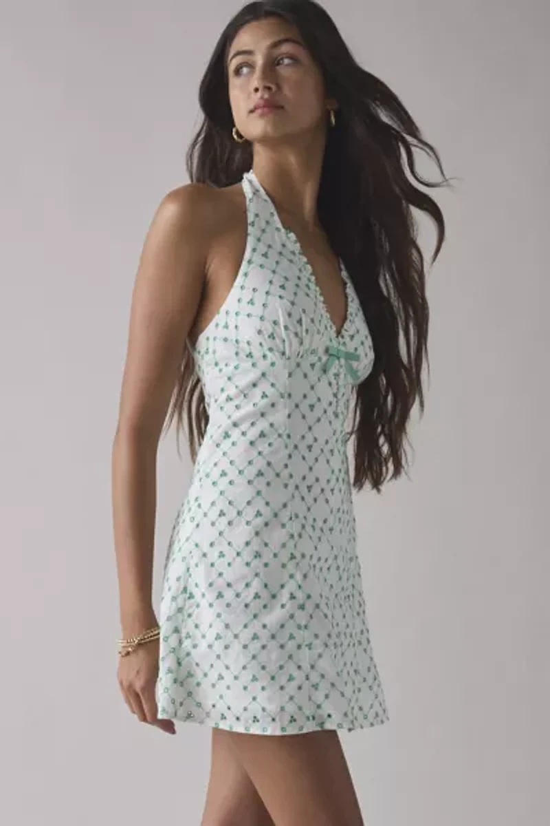 Kimchi Blue Charlie Eyelet Lace Halter Mini Dress