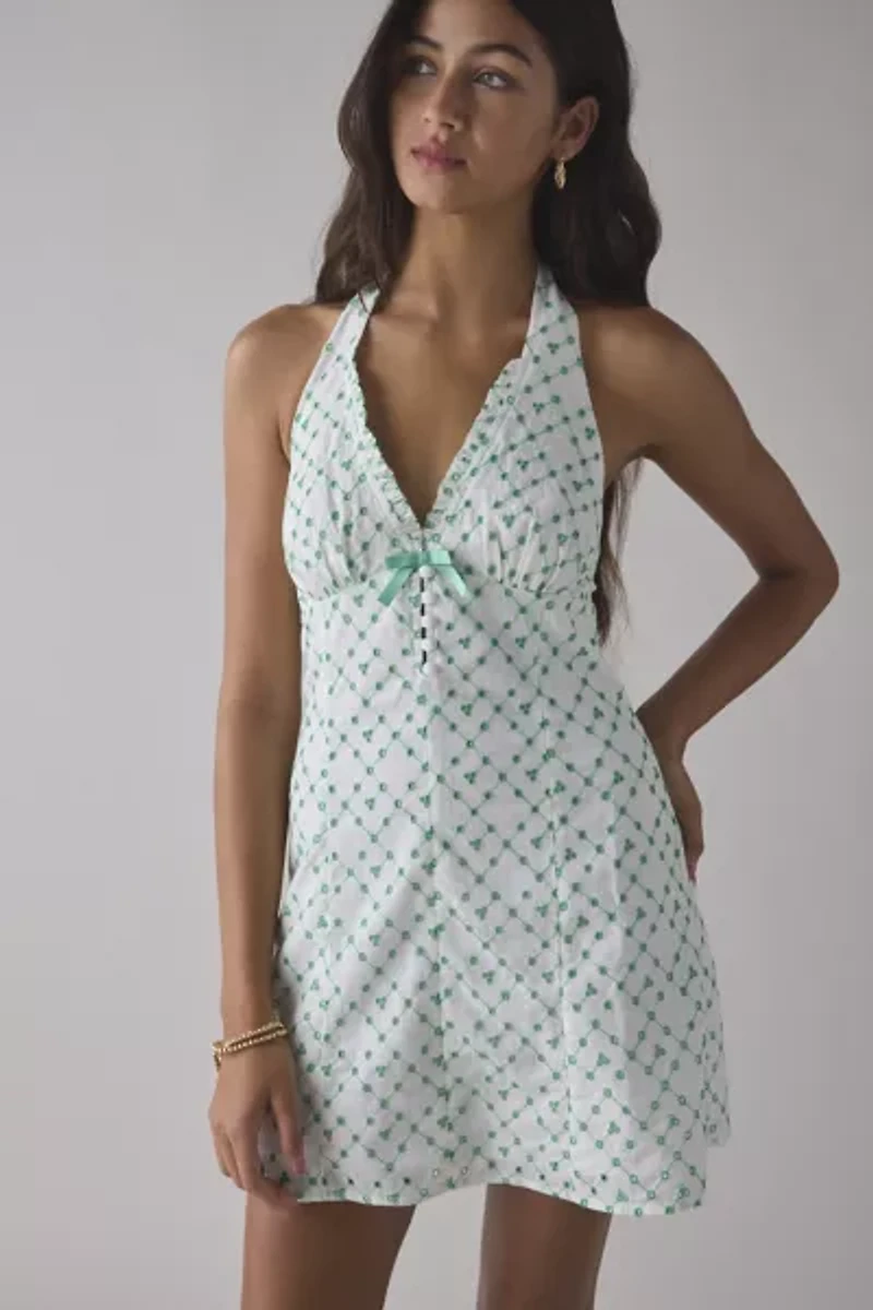 Kimchi Blue Charlie Eyelet Lace Halter Mini Dress