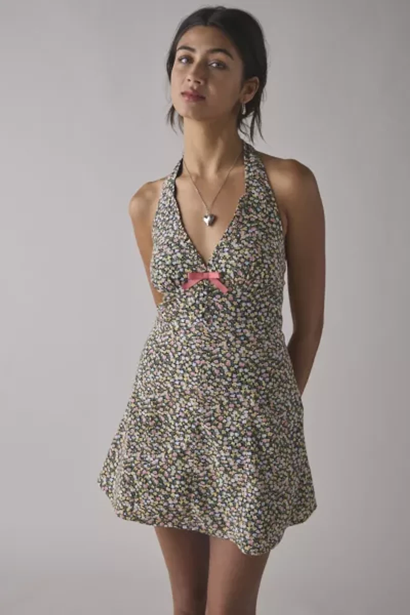 Kimchi Blue Charlie Printed Halter Mini Dress